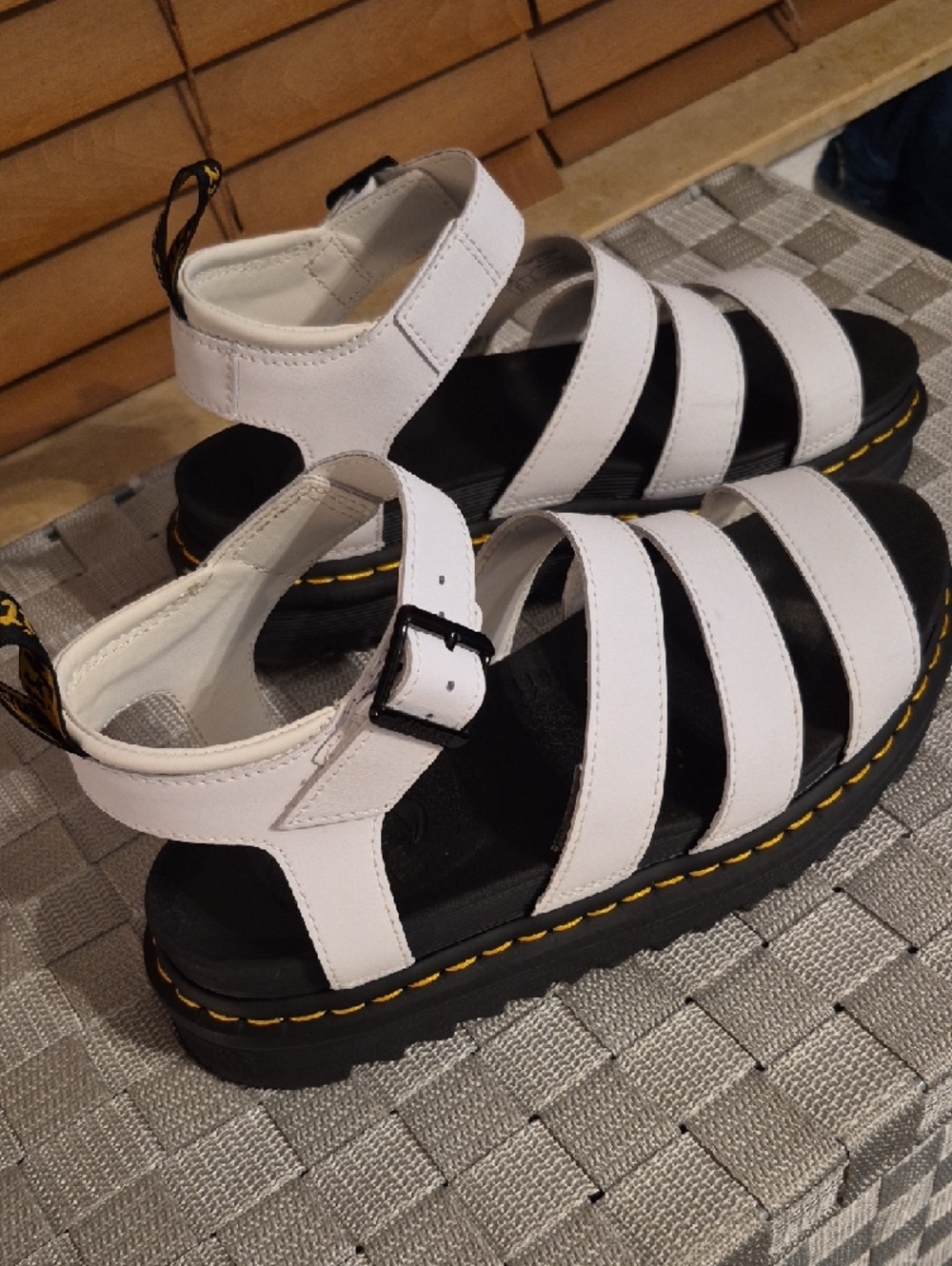 Dr. Martens White Leather Triple-Strap Platform Sandals - Picture 2 of 5